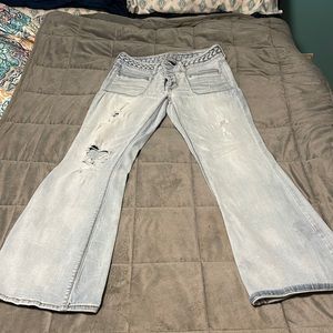 American Eagle Flare Tattered Jeans